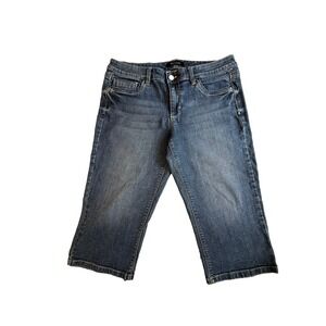 White‎ House Black Market Capri Jeans Womens 10 Dark Wash Embroidered Cropped